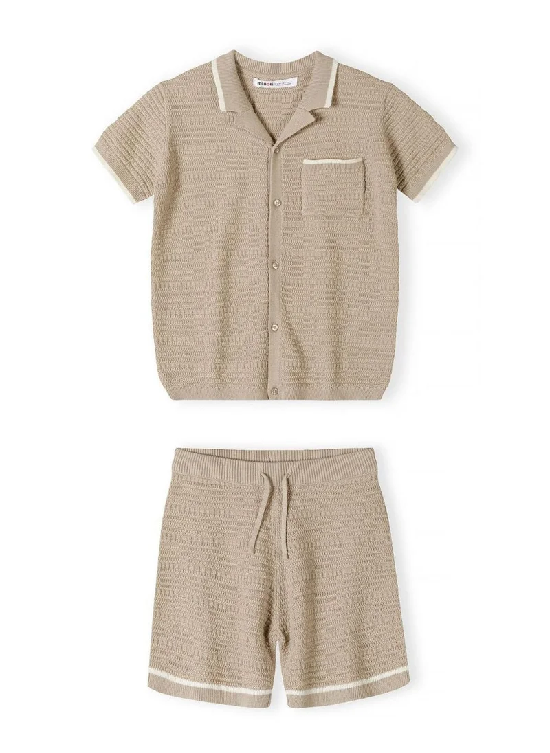 مينوتي Boys knitted cotton polo shirt and beige shorts 3-15 years